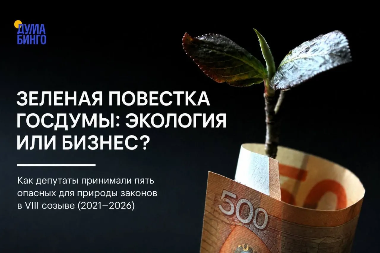 Анализ инициатив за пять лет показывает систематическое смещение в пользу бизнеса и инфраструктурных проектов: ограничение общественного контроля, ослабление охраны особо охраняемых территорий и новые правила, угрожающие редким видам.