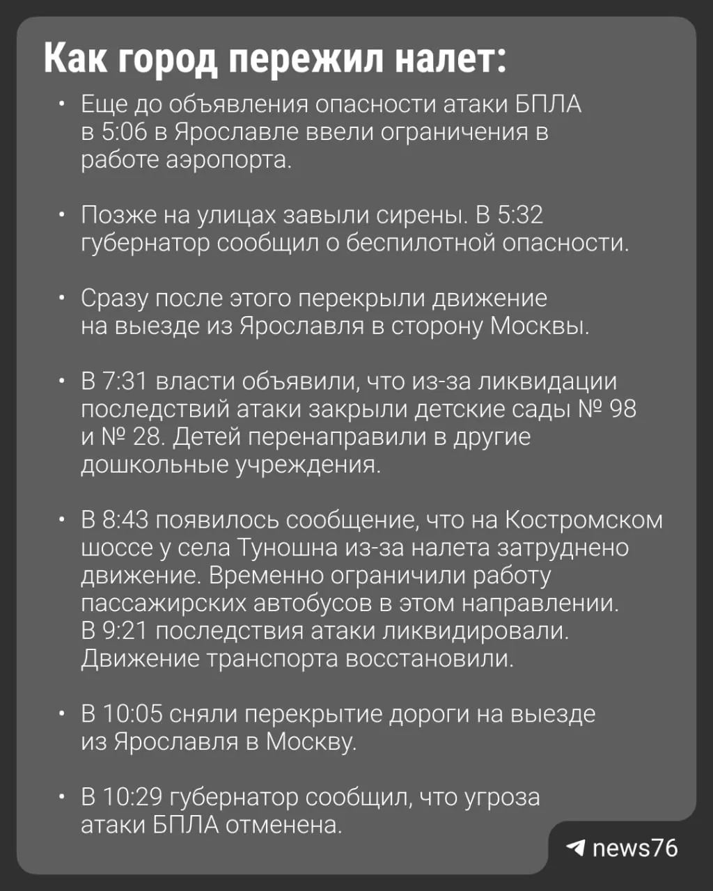 Сегодня утром в Ярославской области произошла атака беспилотников: было задействовано 67 БПЛА, пострадали люди.